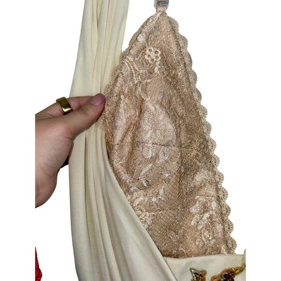 NEW Mandalay Cream Embellished Maxi Long Evening Gown Formal Dress Women Size 10 - Picture 3 of 16
